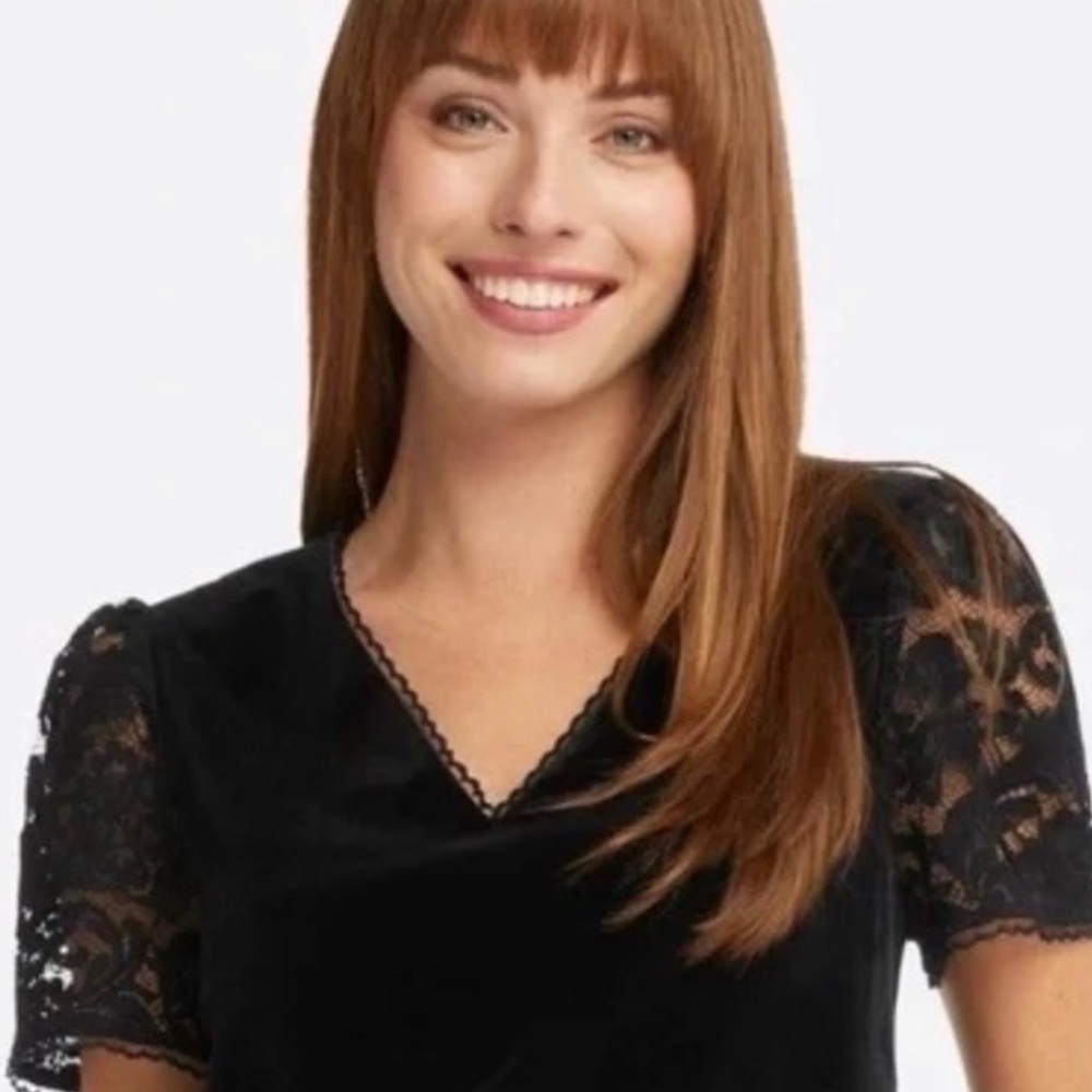 Draper, James, velvet and lace short sleeve shirt, size medium, NWT